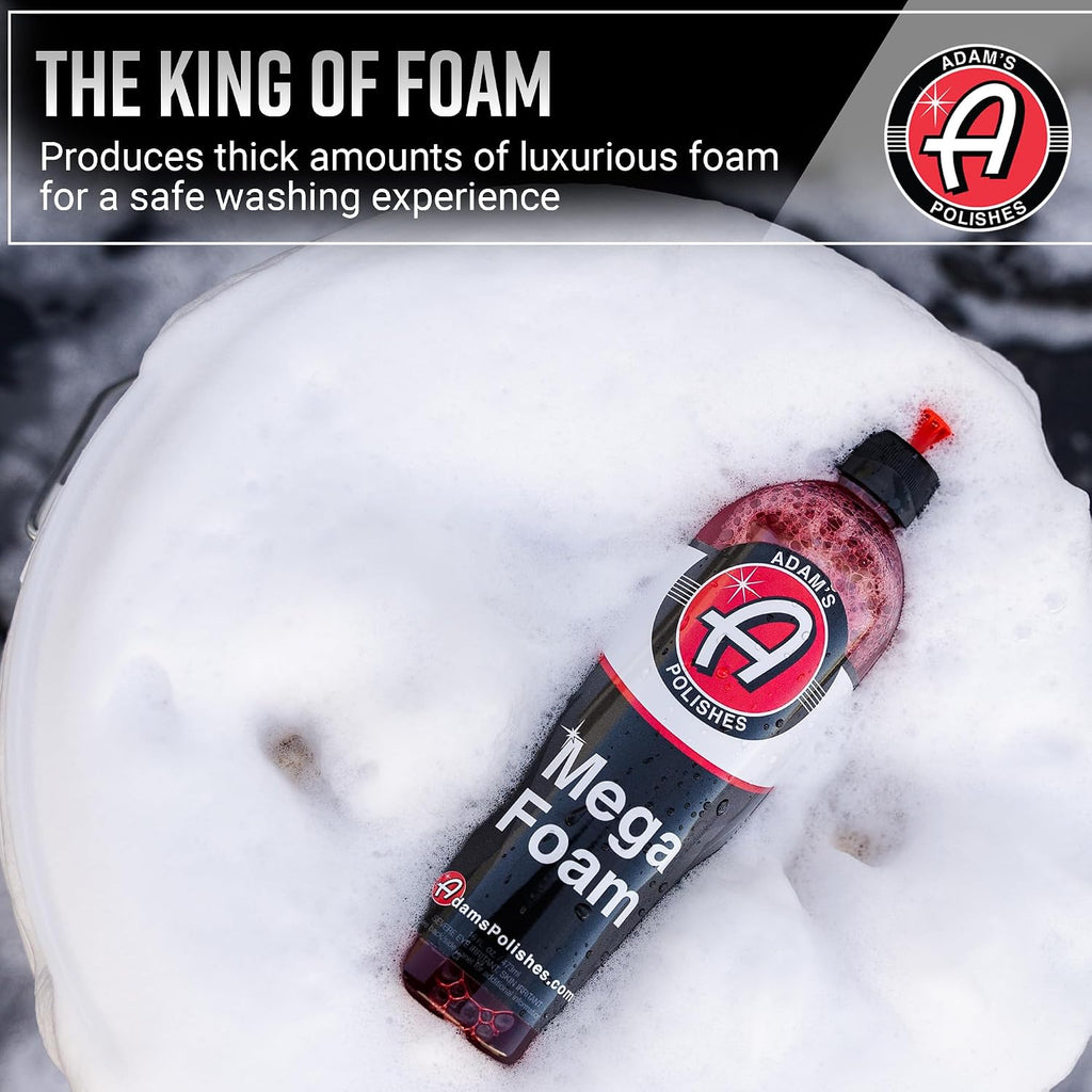 Adam’s Mega Foam Car Wash Soap (Gallon) – pH Neutral, Ultra Concentrated for Foam Cannon, Foaming Spray Gun, or
