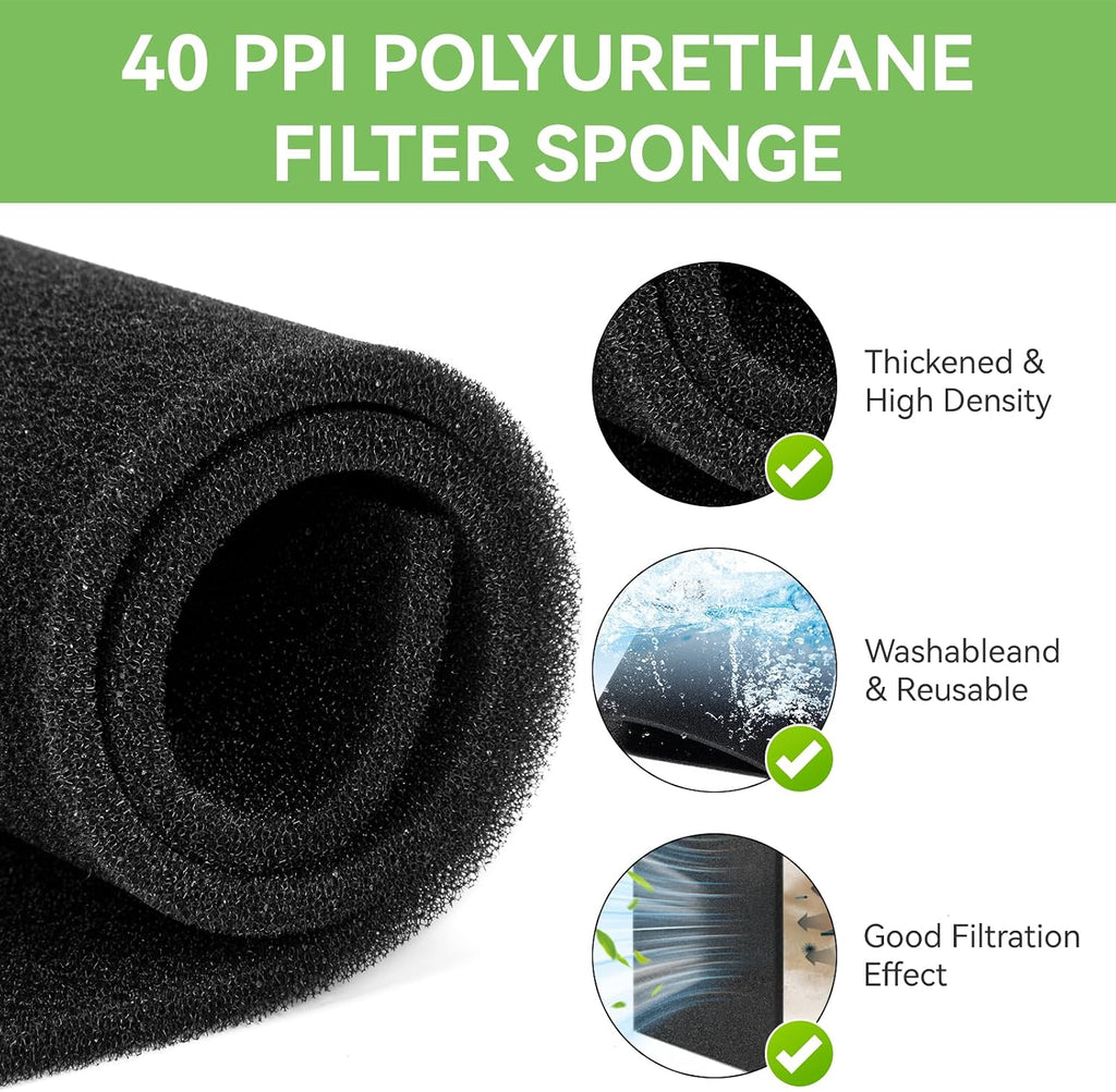 12"x24"x3/8" 40 PPI Filter Foam, Universal Air Filter Foam Sheet Material