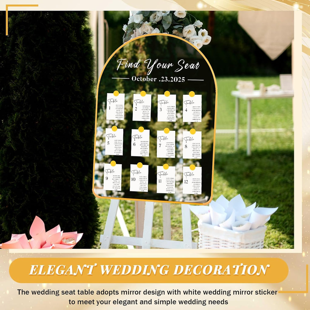 24 x 18 Inch DIY Wedding Seating Chart Mirror with Mirror Decal Sticker Wedding Reception Display Chart Board Our