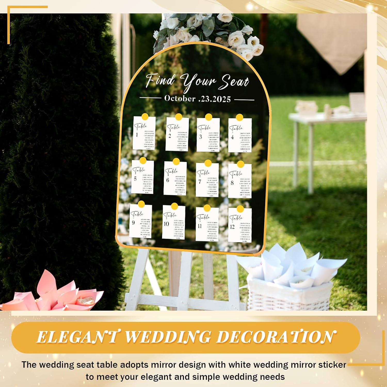 24 x 18 Inch DIY Wedding Seating Chart Mirror with Mirror Decal Sticker Wedding Reception Display Chart Board Our
