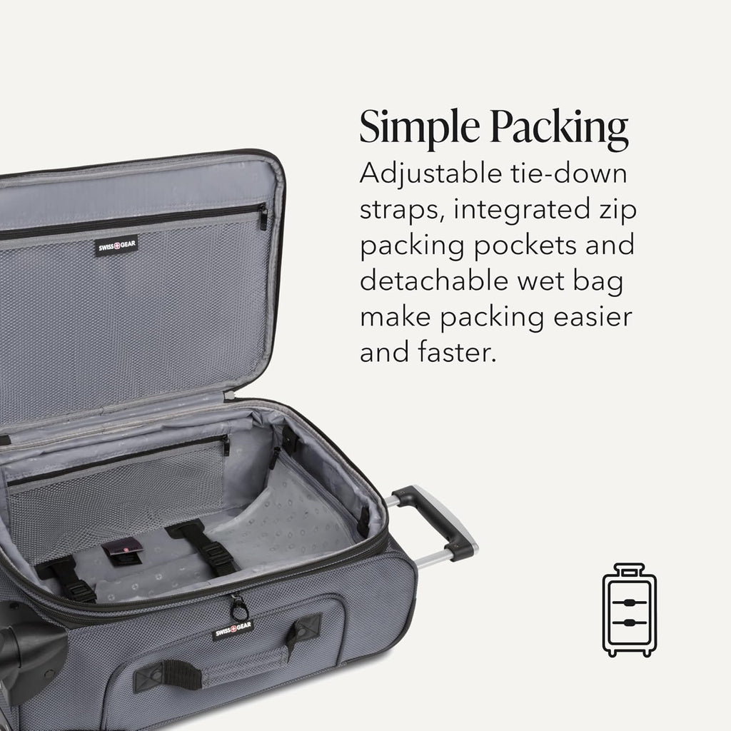 Sion Softside Expandable Spinner Luggage Durable Lightweight Travel Suitcase, Dark Grey, Carry-On