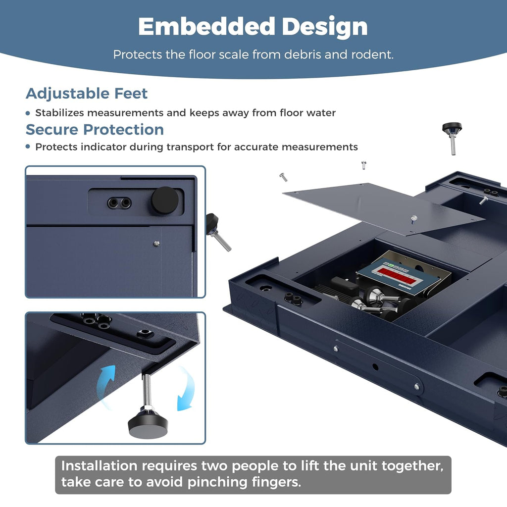 36"x36" Heavy-Duty Industrial Floor Scale, 5000lb x 0.5lb, Navy