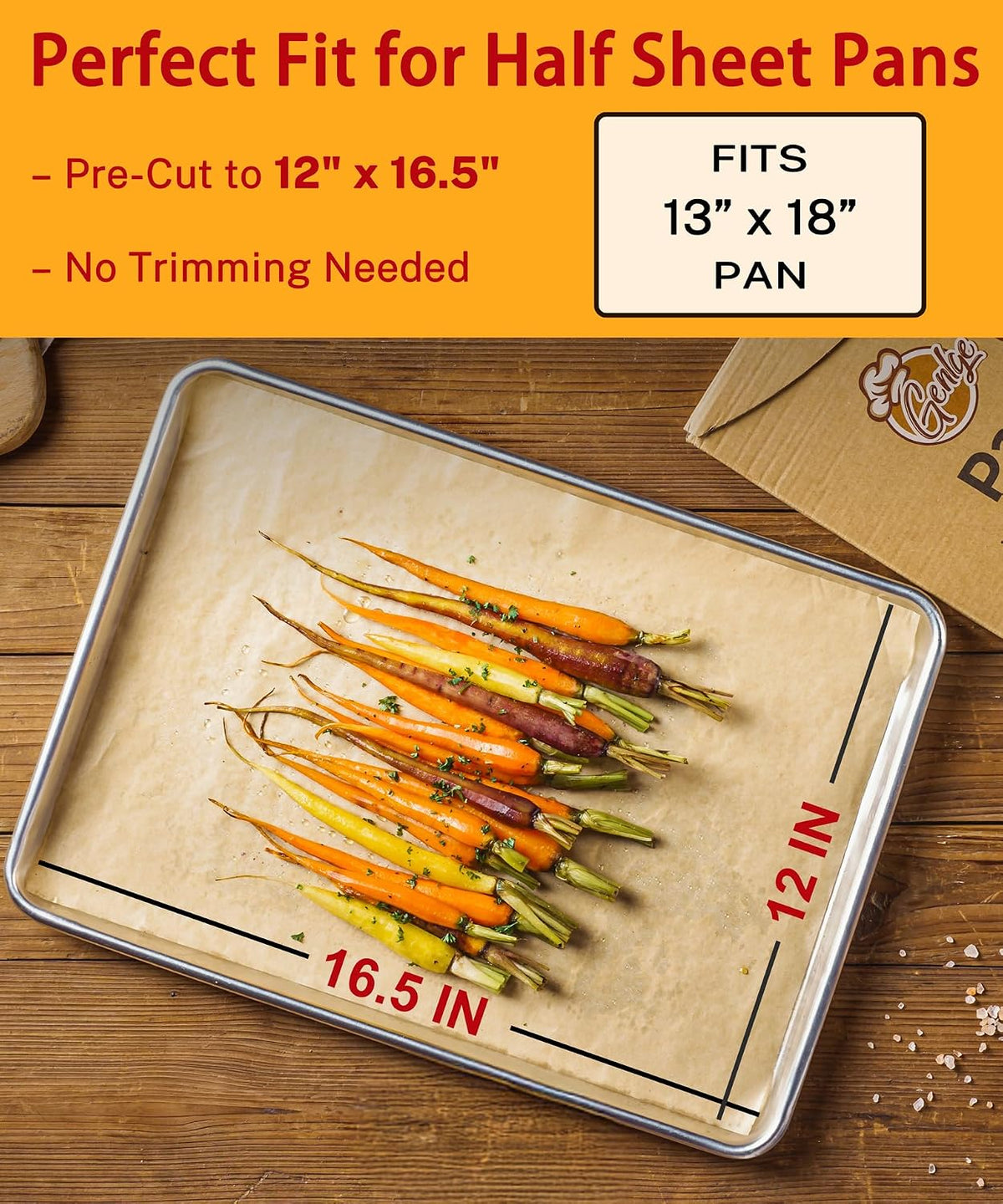 200 Sheets Precut Parchment Paper, 12x16.5 Inches, Non-Stick, Unbleached