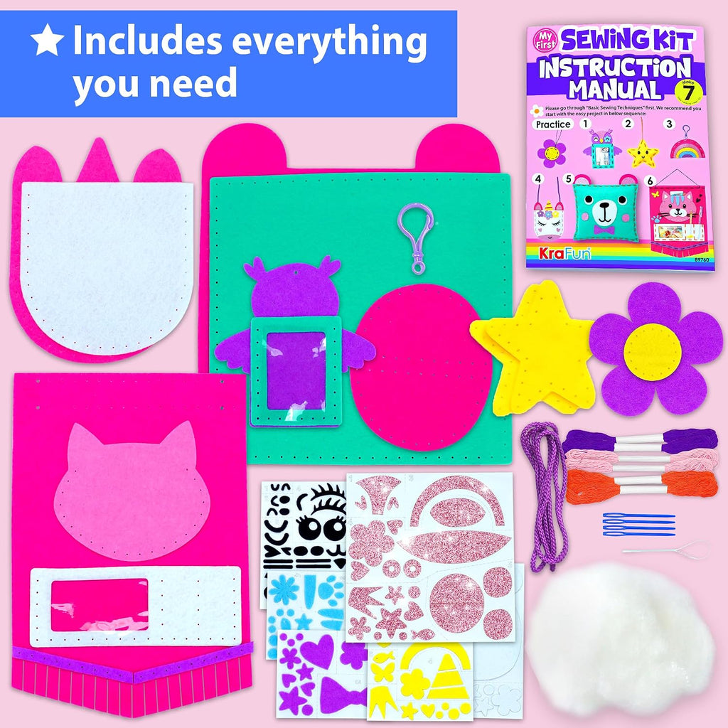 My First Sewing Kit for Kids Ages 6-12 | 7 Animal Dolls