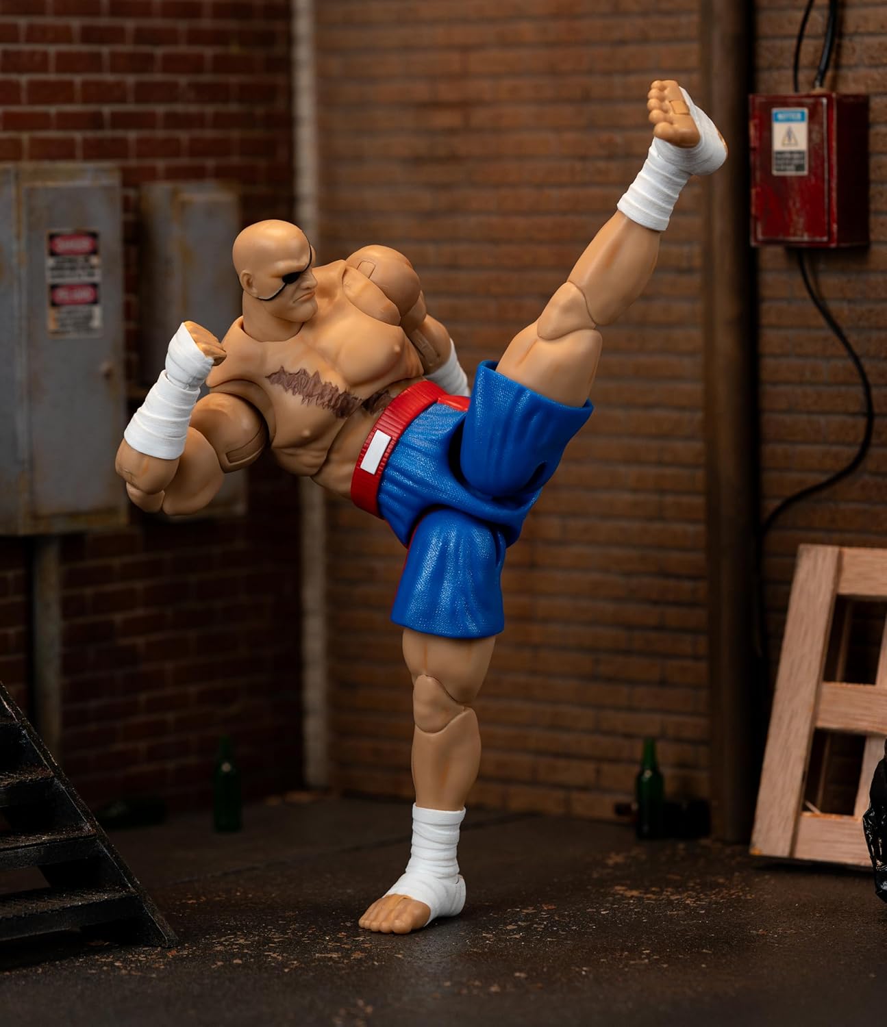 Street Fighter II Sagat Deluxe 1:12 Scale Action Figure - Highly Articulated, Tiger Shot Accessory & Stand, 7.6" Tall