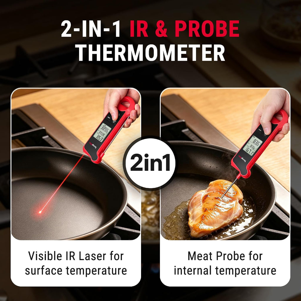 TempScan 2-in-1 Infrared Thermometer Gun with Meat Probe for Grill