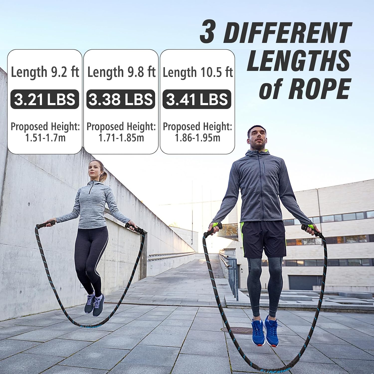 Upgraded Weighted Jump Rope for Fitness Men Women Second Generation 360 Rotating Handles, 3.21LBS 3.38LBS 3.41LBS