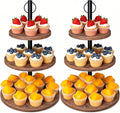 Cupcake Stand, 2 Pack Rustic Wood 3 Tier Cake Stand, Serving Tray