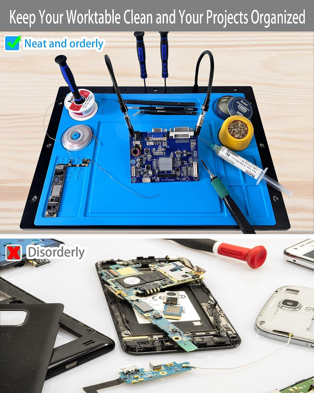 Kaisi Helping Hands Soldering Station with Soldering Mat,6 Flexible Arms