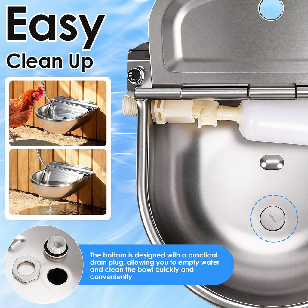 Metal Automatic Chicken Waterer, Duck Waterer No Mess
