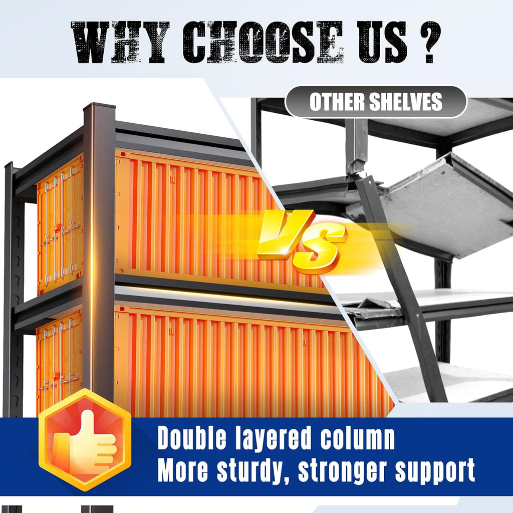 71"H-32"W-14"DGarage Shelving-5 Tier Garage Storage Shelves,Adjustable Heavy Duty Metal Shelving Unit and Storage