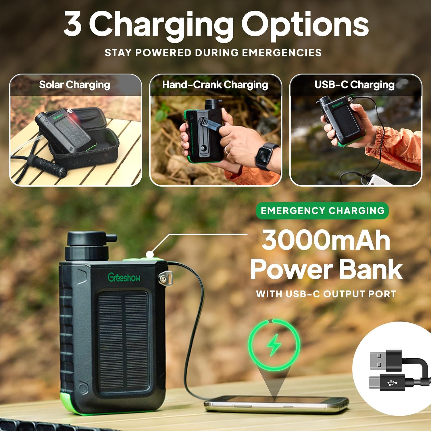 Portable Electric Water Filter for Camping & Survival - 0.01 Micron Water Purification System with Solar, Hand Crank