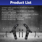 HAWK BROTHER Control Arm, 8 Pcs Suspension Kit Front Lower Ball Joints