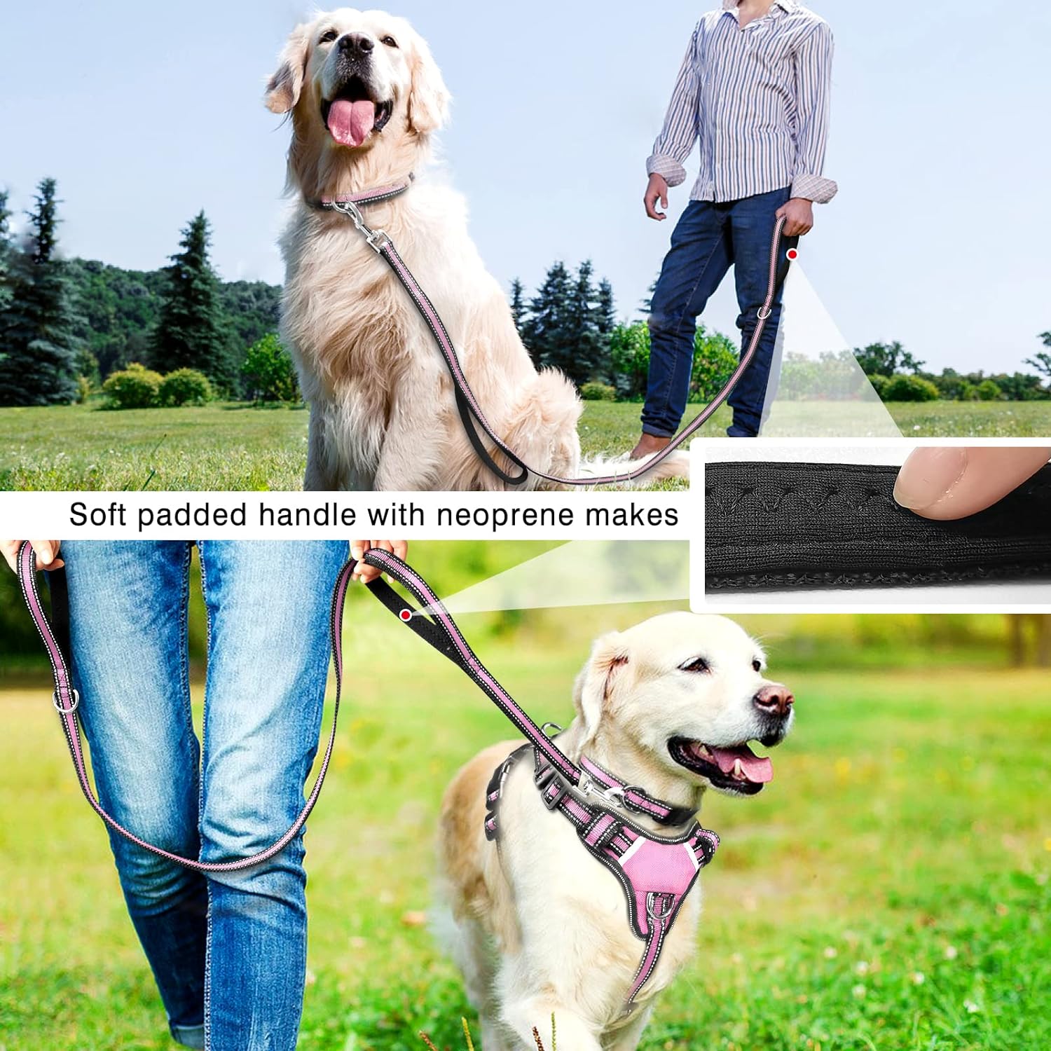 Pet Harness Collar and Leash Set, All-in-one Reflective Dog Harness No Pull with Adjustable Buckles for Puppies