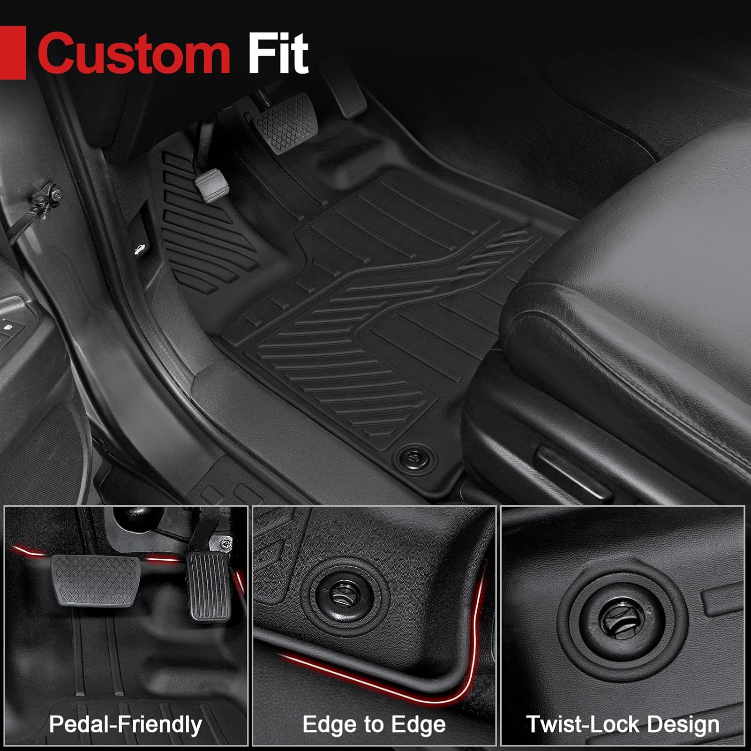 Floor Mats for 2016-2022 Honda Pilot 8 Passengers (No Elite Models), Cargo Mat with Backrest Mat All Weather