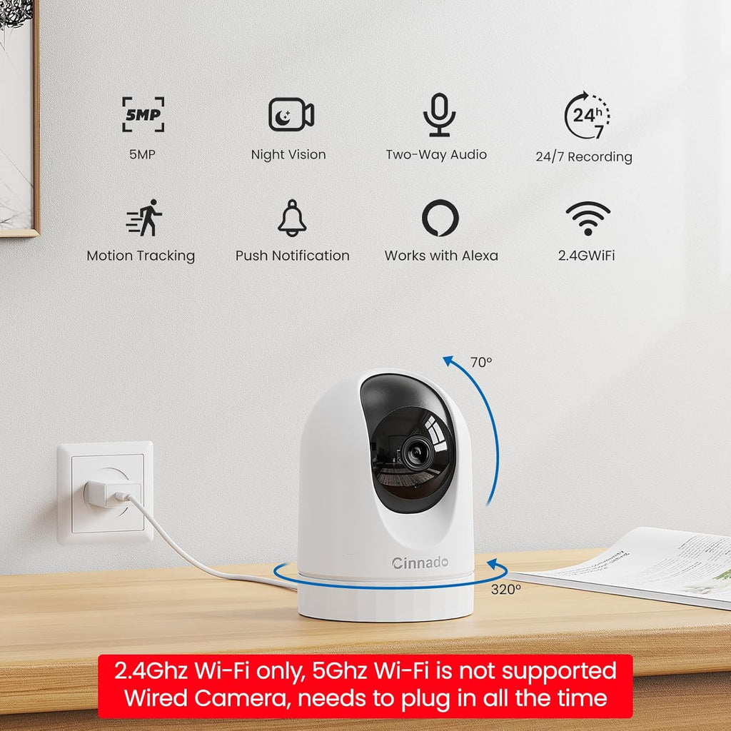 2K Indoor Security Camera with Alert for Pet/Cat/Nanny, D1 2Pack | Baby Monitor with 2.4Ghz Wi-Fi Camera & Audio