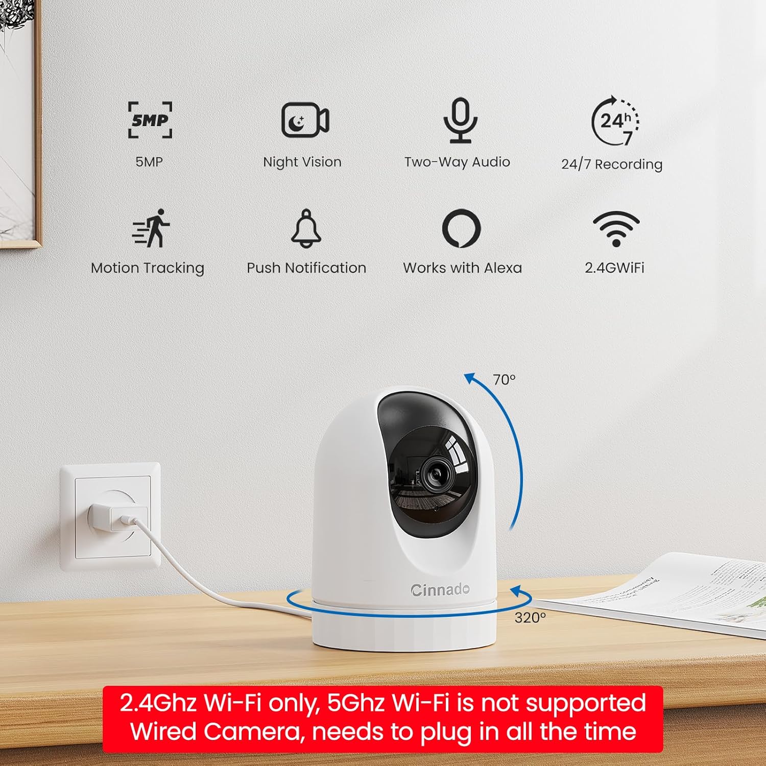 2K Indoor Security Camera with Alert for Pet/Cat/Nanny, D1 2Pack | Baby Monitor with 2.4Ghz Wi-Fi Camera & Audio