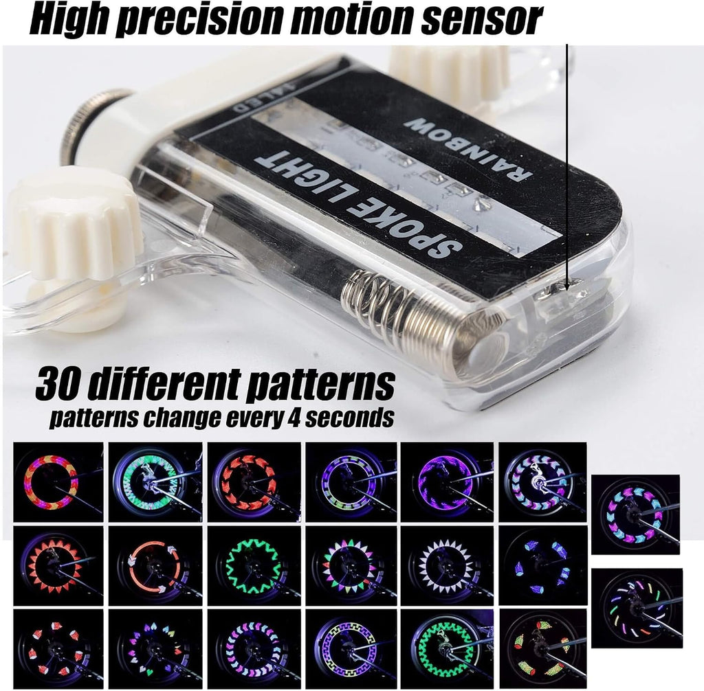 LED Bike Wheel Lights - A12 Waterproof Cool Bicycle Tire Light, Safety Spoke Lights for Kids Boys Girls Men Women, 30
