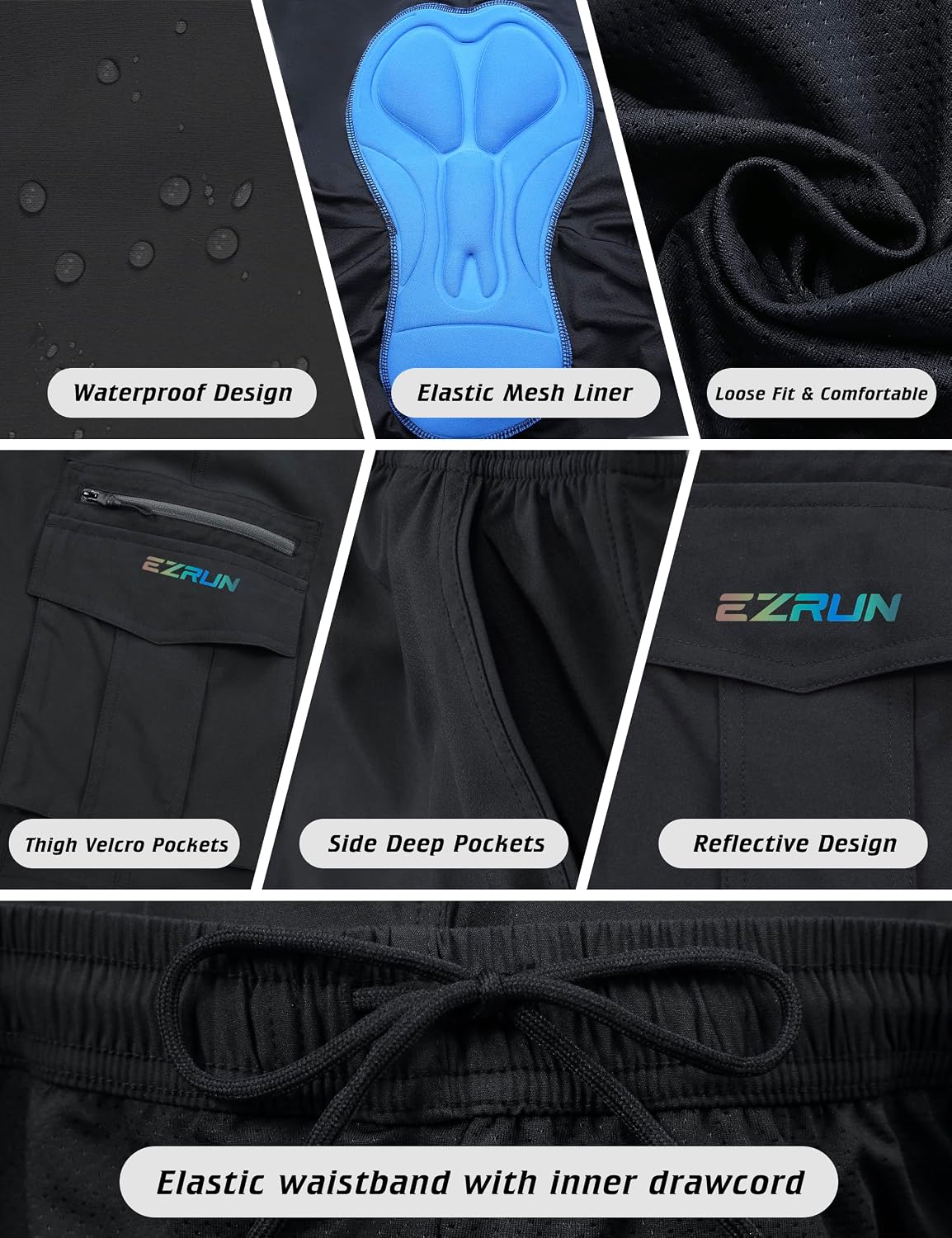 Men's Mountain Bike Shorts 3D Padded Bicycle Biking Shorts Quick Dry Lightweight MTB Cycling Shorts