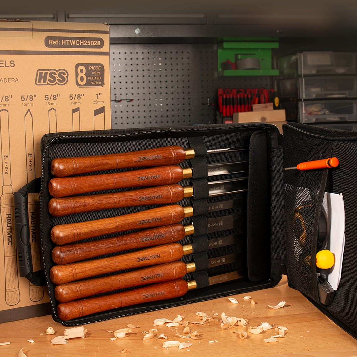 Expert Wood Lathe Chisel Set 8 PCS, M2 HSS Wood Turning Tools with Teak Handles & Portable Storage Bag, Roughing
