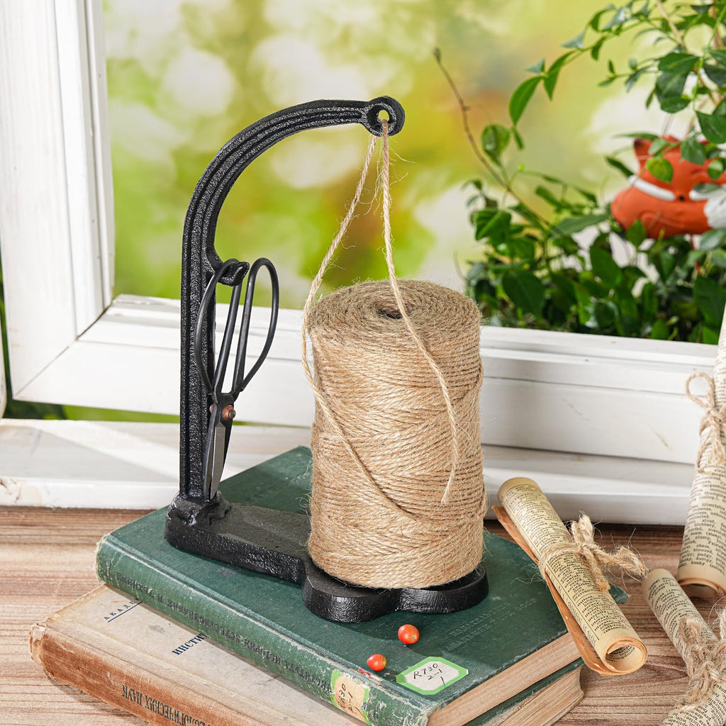Cast Iron Twine Holder Set - Twine String & Rope Rack & Scissor