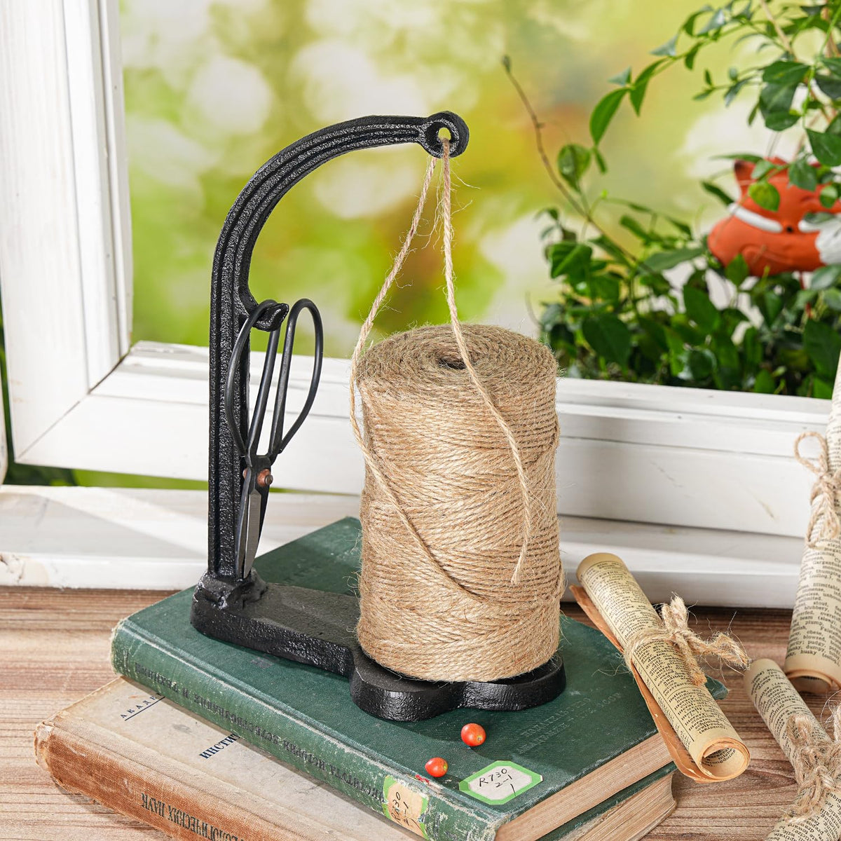 Cast Iron Twine Holder Set - Twine String & Rope Rack & Scissor