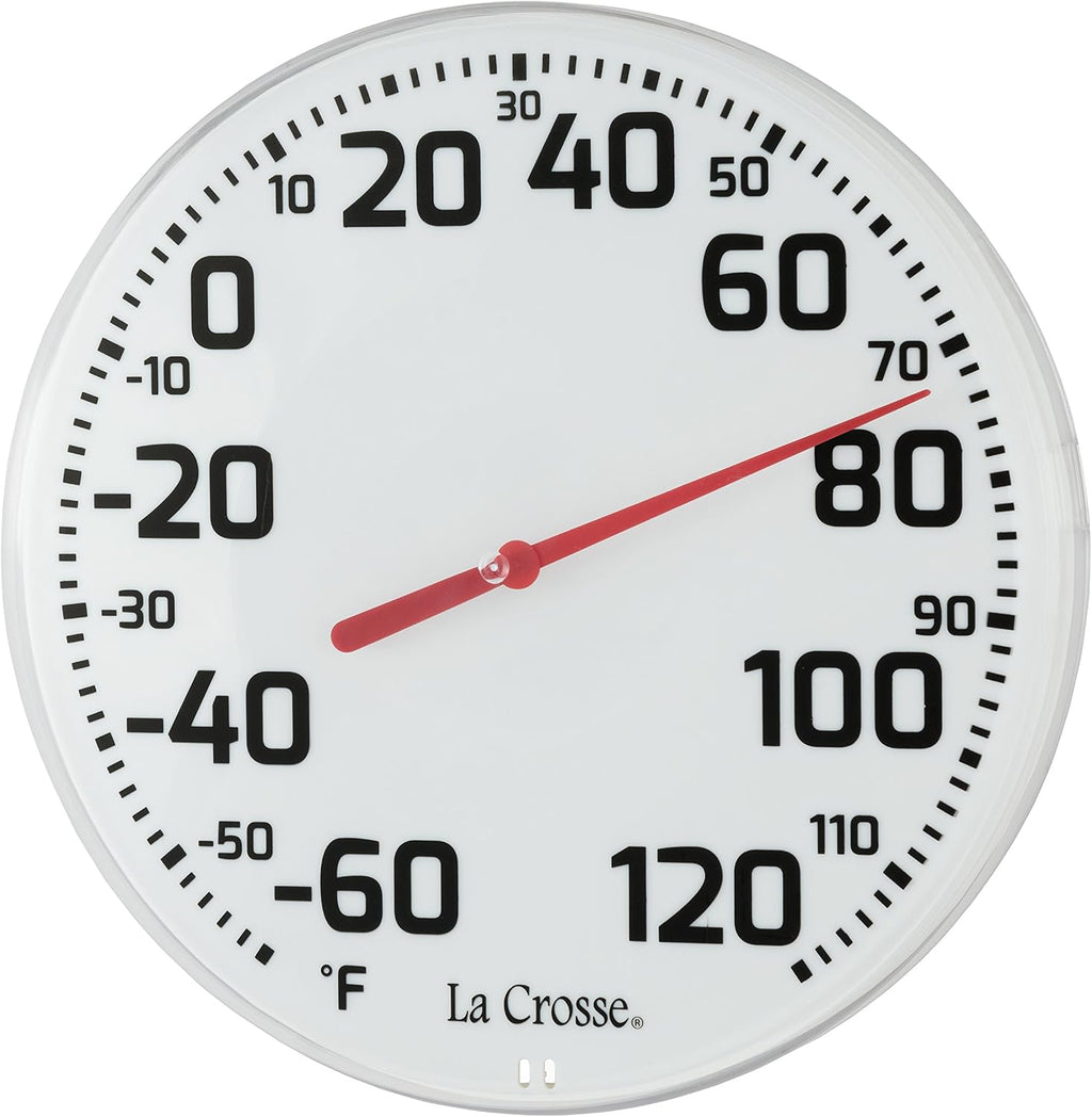 La Crosse 104-1522 8" Round Analog Dial Thermometer, White