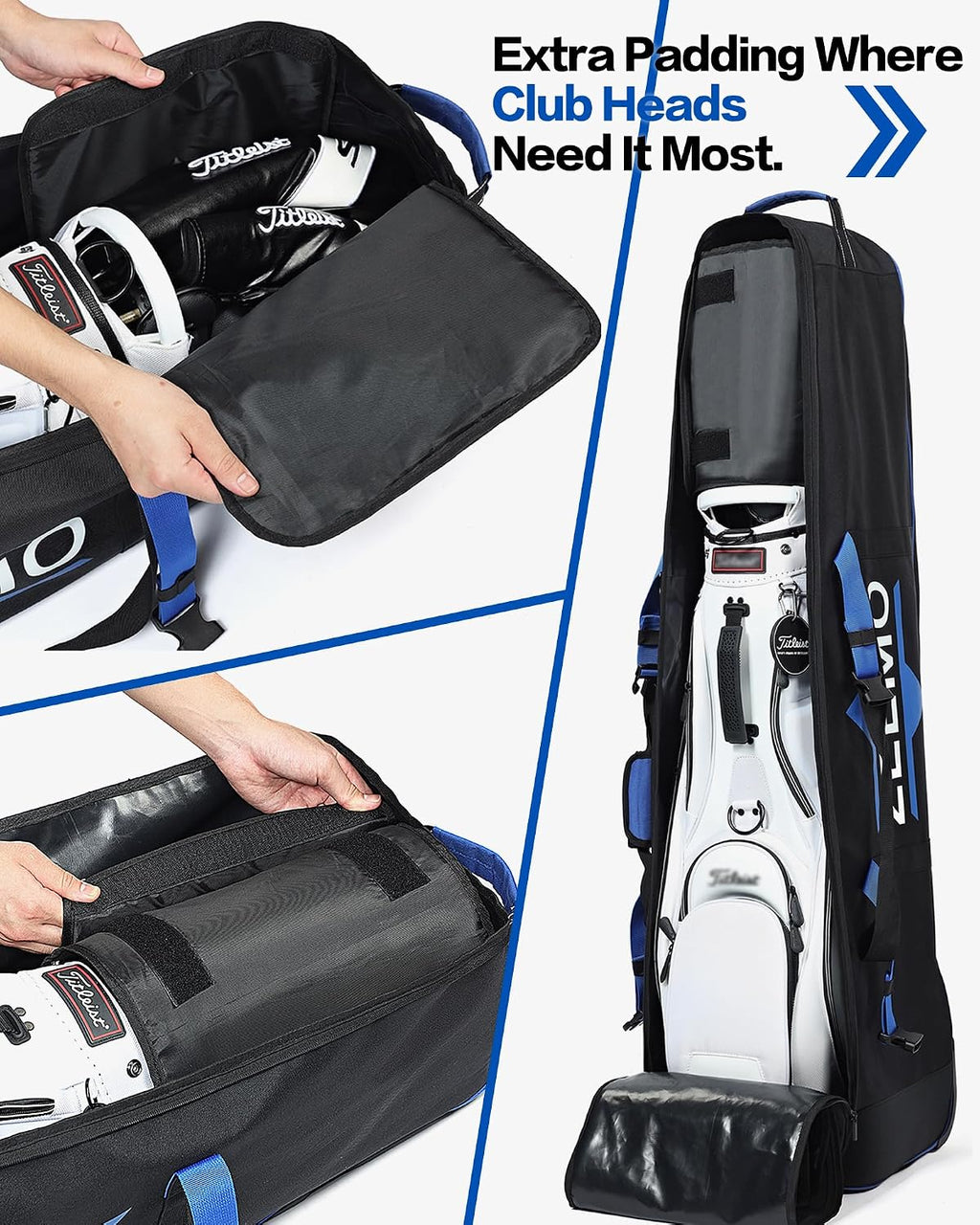 Full-Open Golf Travel Bag for Airlines, Wheeled Club Carrier Bag
