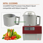 112204S Food Processor Gray Bowl 3 Qt Compatible with Robot Coupe R2 Bowl