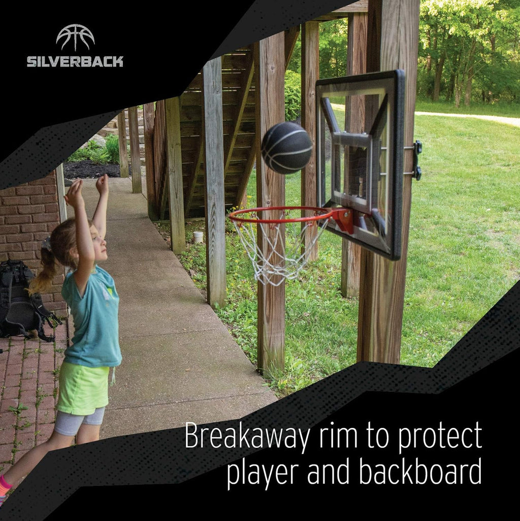 Junior Youth 33" Basketball Hoop with Lock ‘n Rock Mounting Technology Mounts to Round and Vertical Poles, Black
