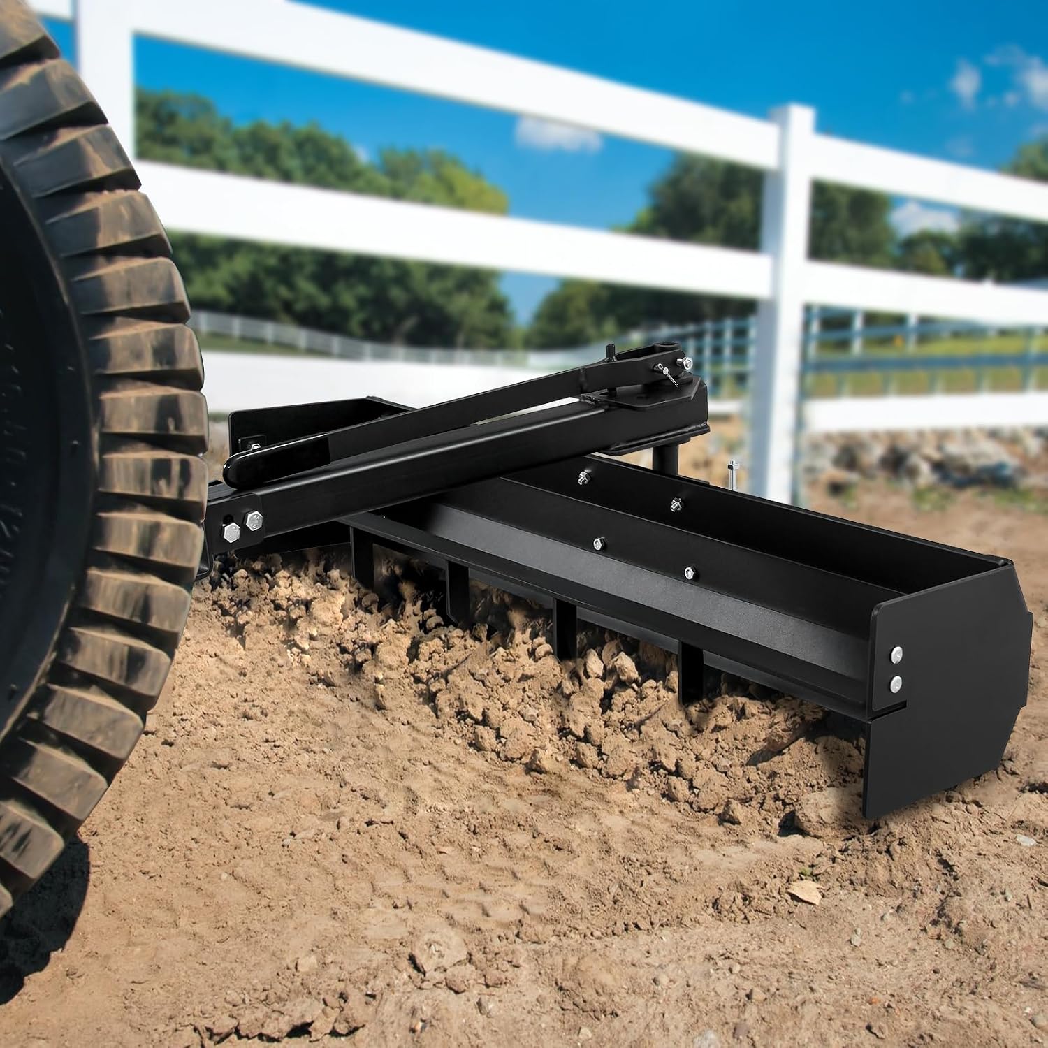 42 Inch Tow Behind Box Scraper, Lawn Tractor Attachments with Tractor Box Blade Sleeve Hitch Tow, Suitable for