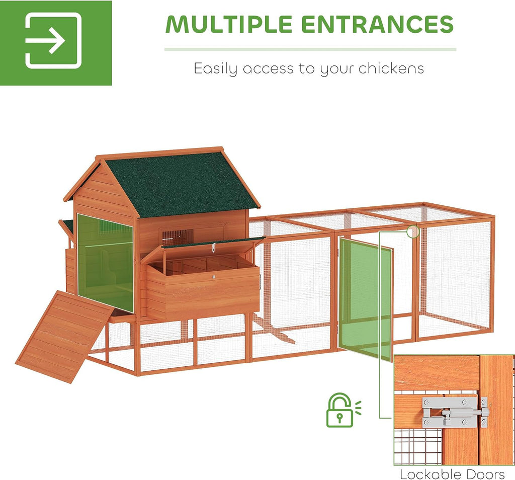 137" Chicken Coop with Extra Large Run, for 4-6 Chickens, Orange