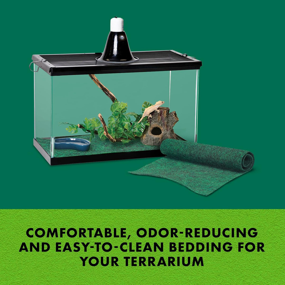 Reptile Carpet Terrarium Floor Liner, Green, 10G, 9.75 x 19.75