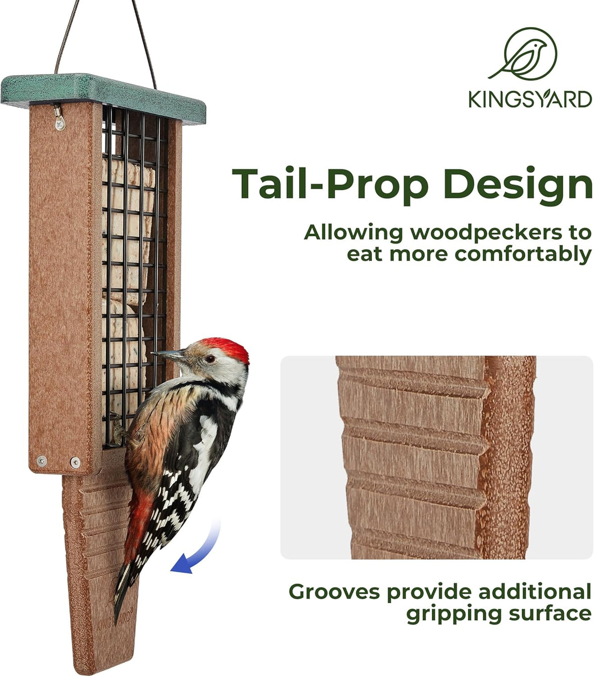 2 Pack Double Tail-Prop Suet Bird Feeder
