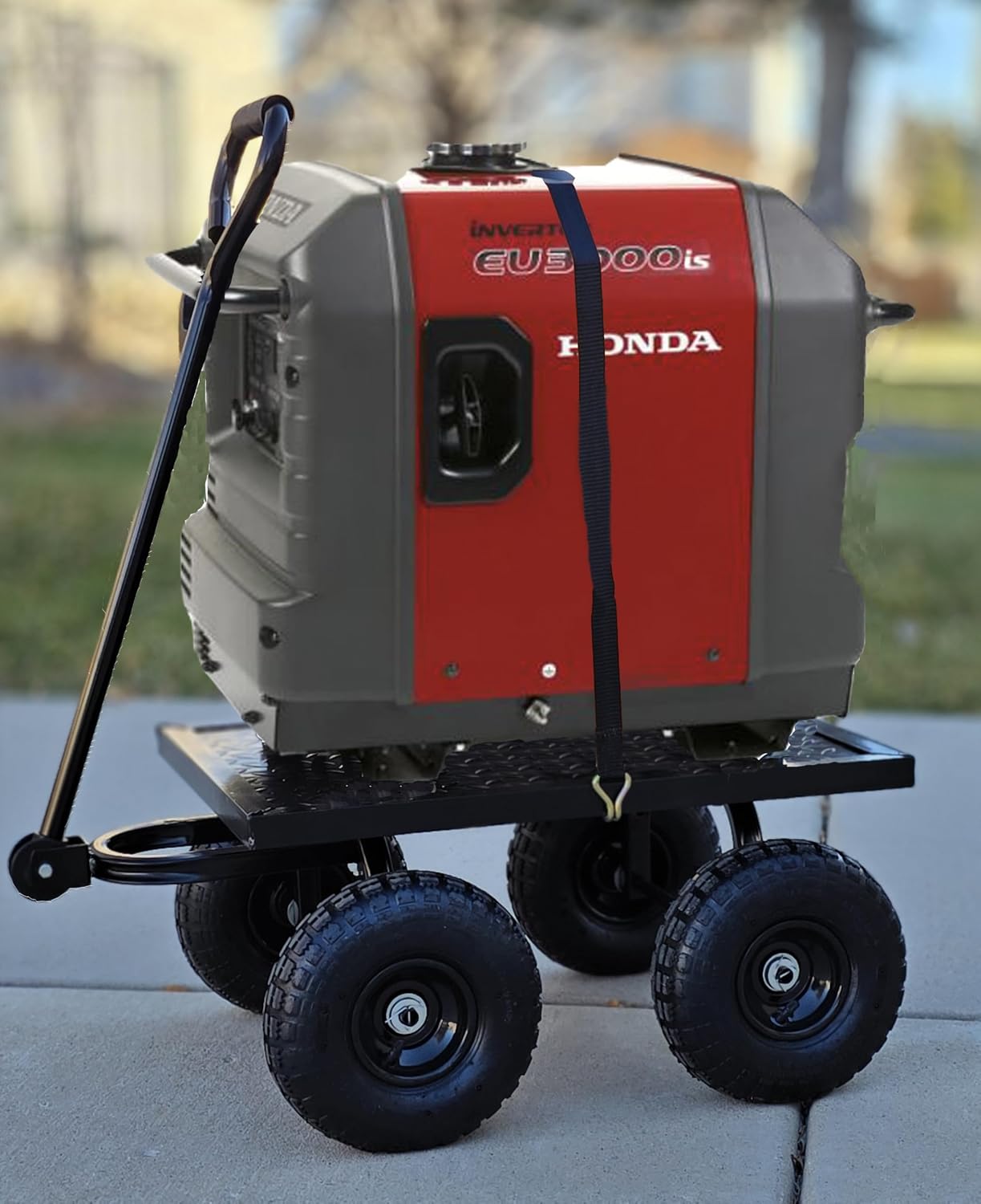 Universal Generator Wheel Kit Cart with 10-Inch Pneumatic Wheels, Black Steel, Compatible with Honda EU3000is