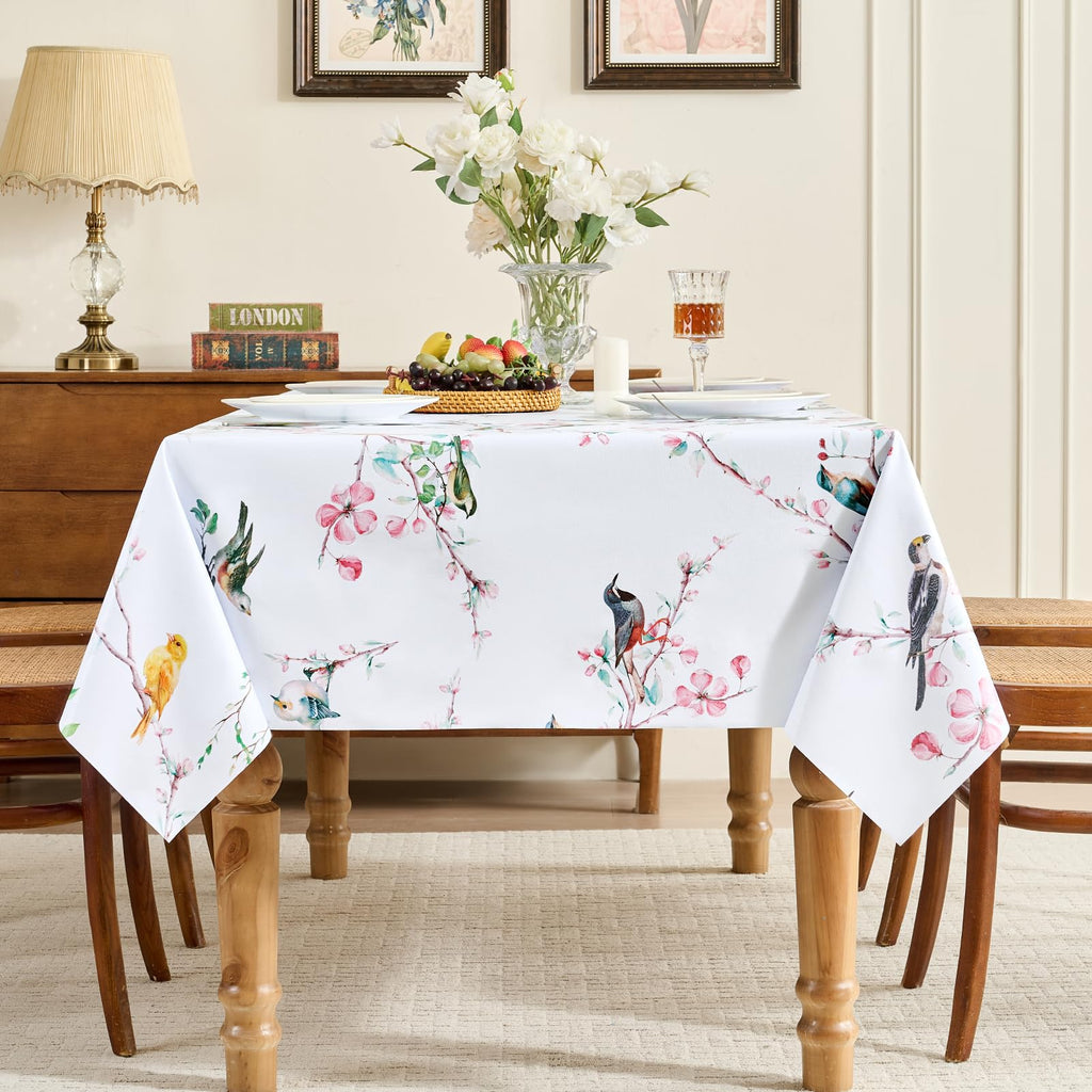 Waterproof Vinyl Tablecloth, Rectangle 54 x 108, Bird