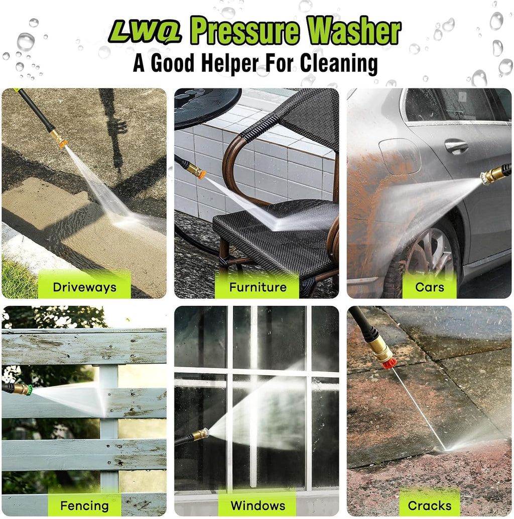 Pressure Washer, Power Washer with 4 Quick Connect Nozzles 1 Foam Cannon, High Pressure Cleaning Machine for