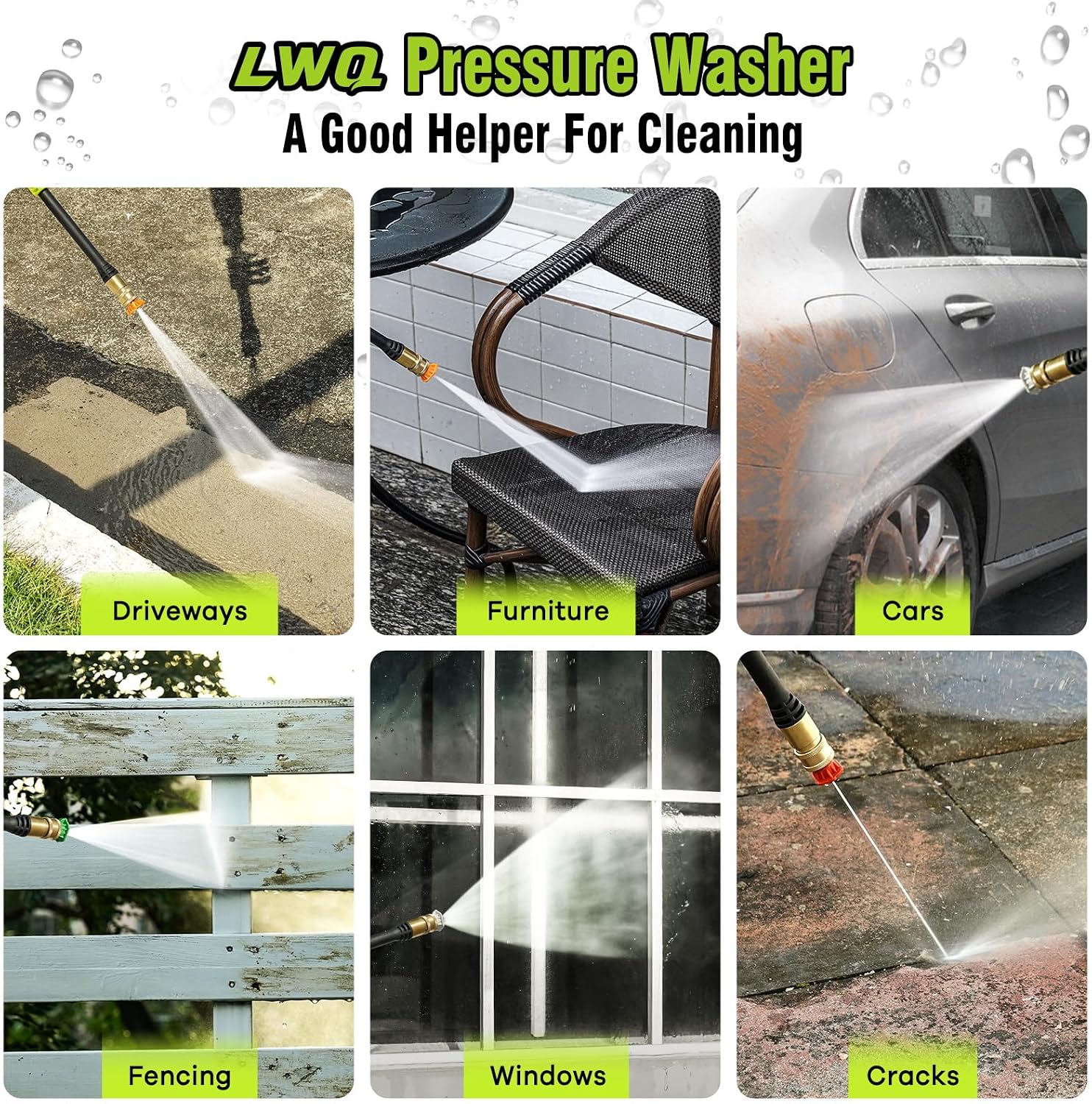 Pressure Washer, Power Washer with 4 Quick Connect Nozzles 1 Foam Cannon, High Pressure Cleaning Machine for