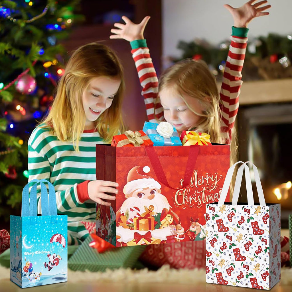 24 Pack Christmas Gift Bags Assorted Sizes with Handle