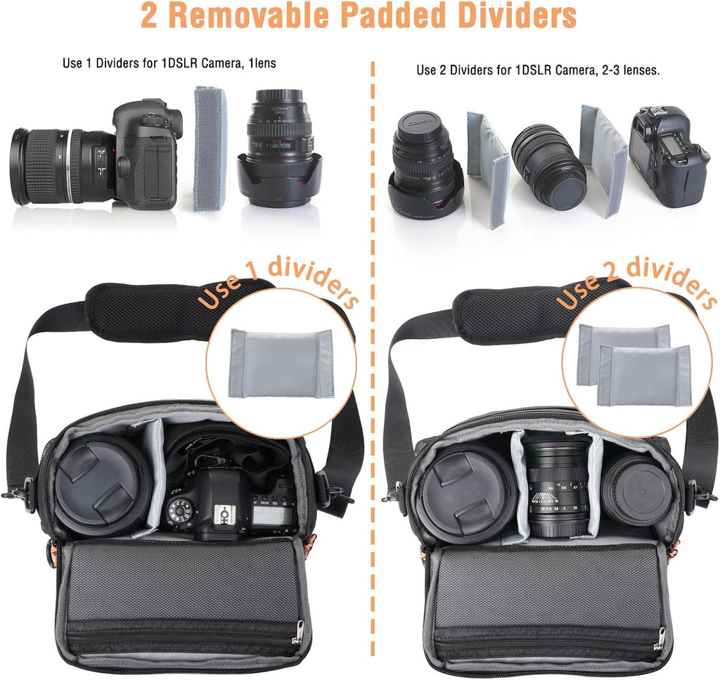 Small Camera Bag for Photographers, Camera Shoulder Bags, Black | DSLR/SLR/Mirrorless Cameras,Waterproof Crossbody