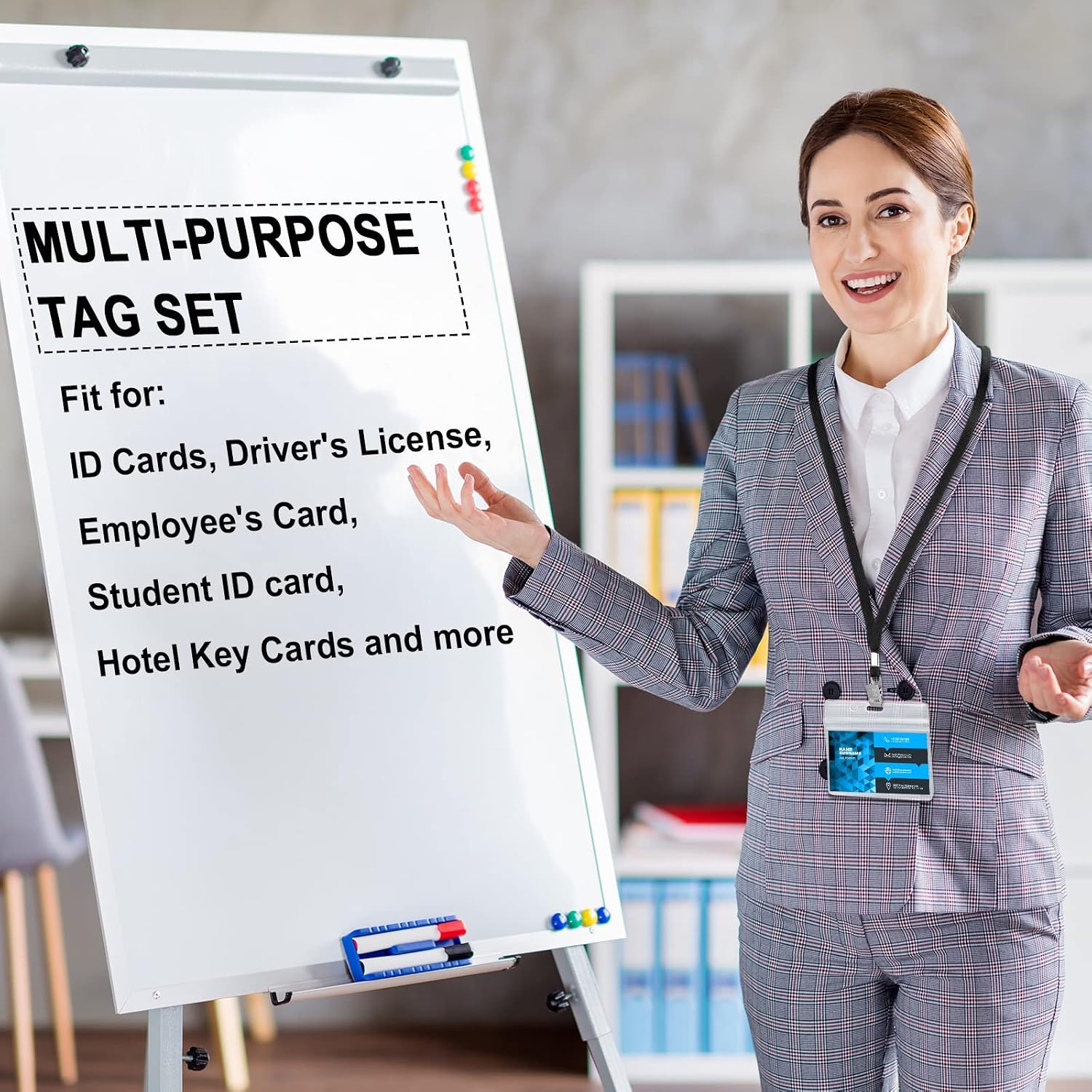 100 Sets 4" x3 Name Badge Holder with Lanyard, Lanyards for ID Badges with Clip Waterproof Reusable Strap with ID