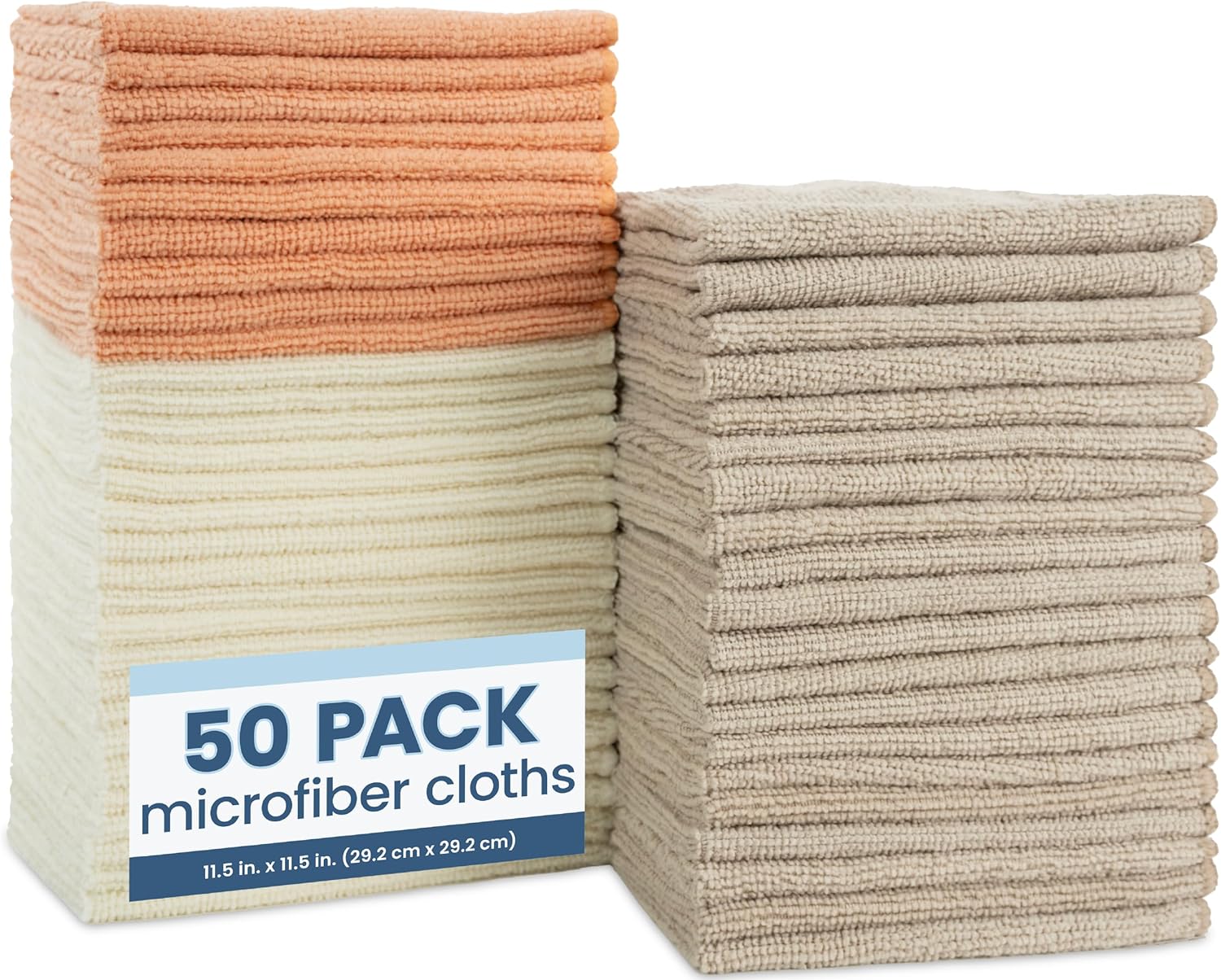 50 Pack Microfiber Cleaning Cloth, Bulk Towels for Home, Reusable Microfiber Towels for Cars, Cleaning Rags, Neutral