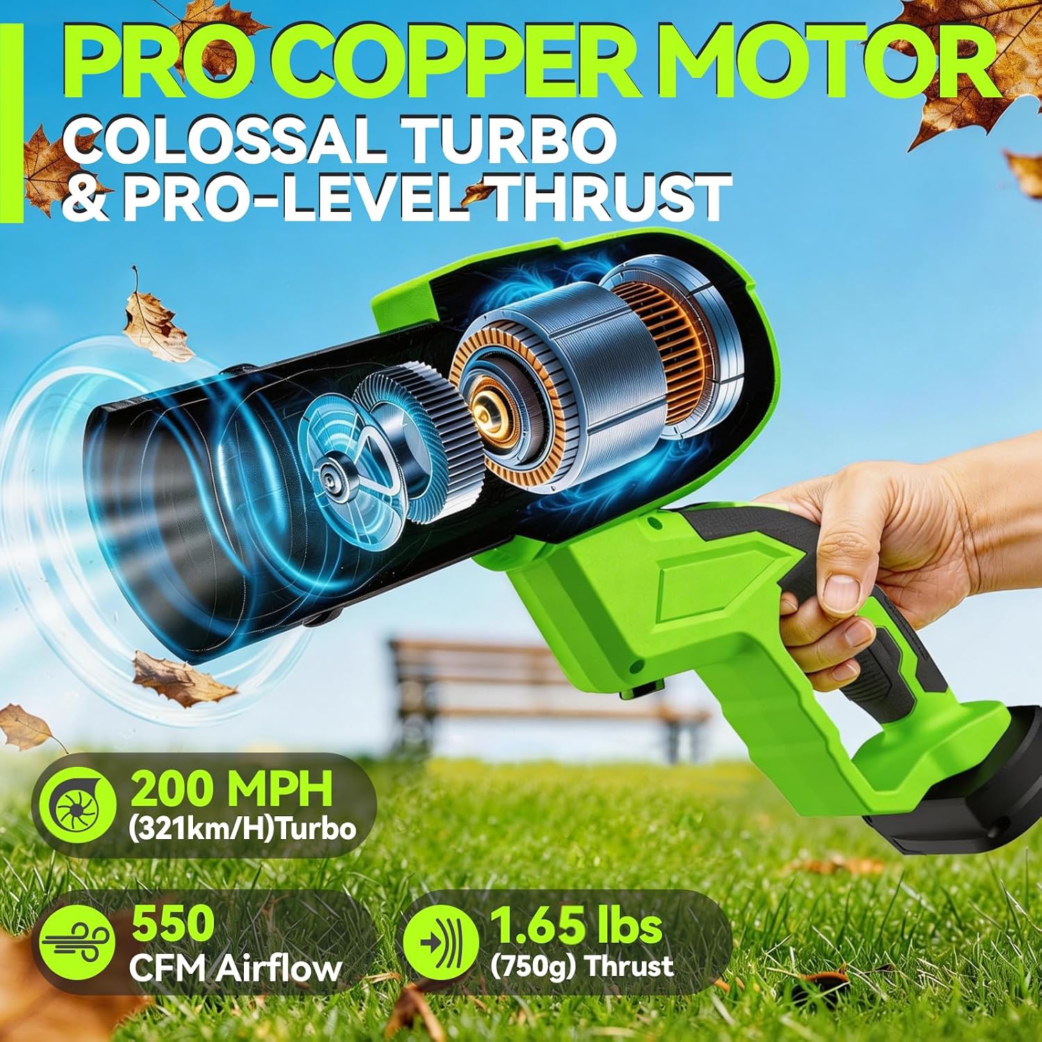 Leaf Blower Cordless with Battery and Charger, Cordless Leaf Blower with Rotatable Body, 2-Pack 20V Batteries