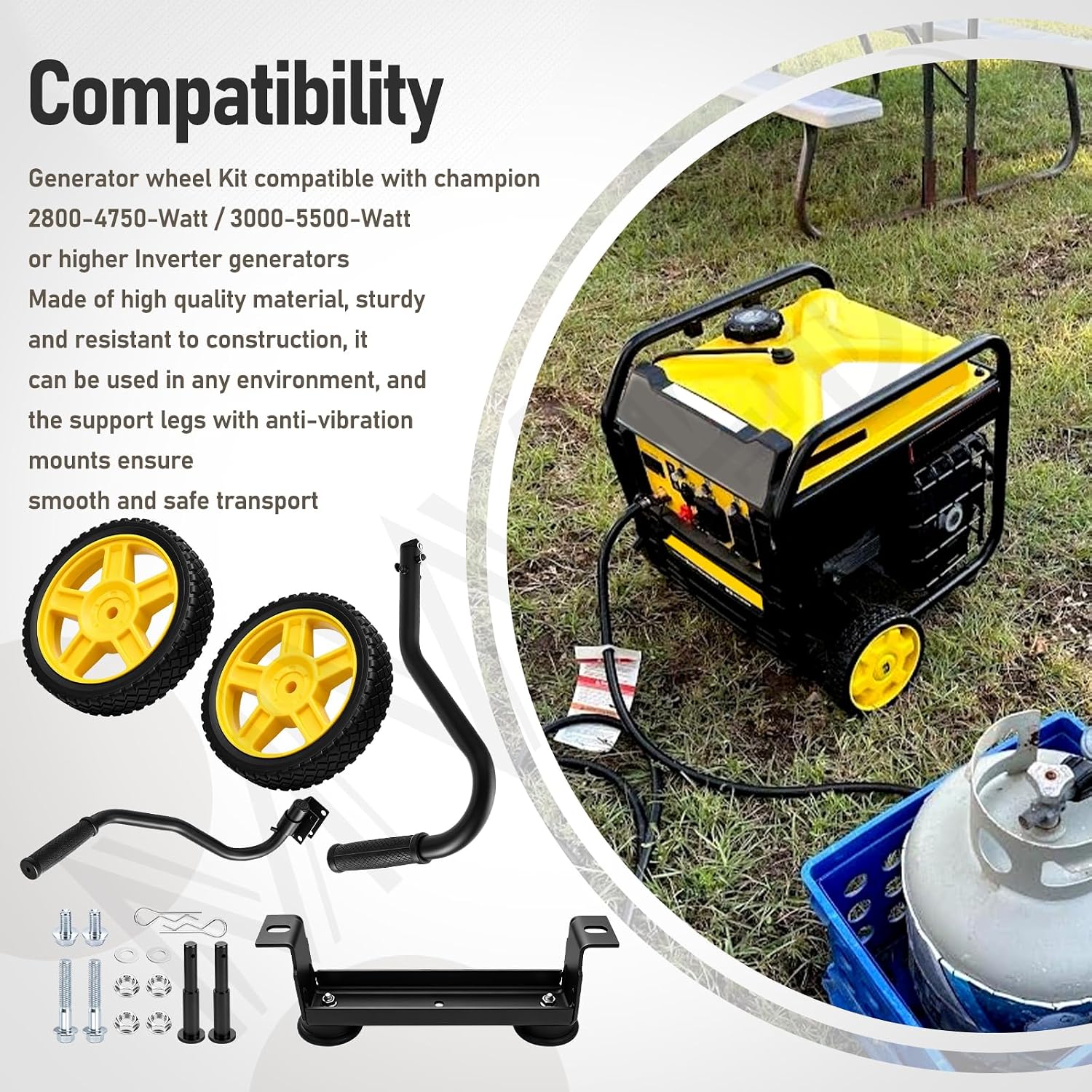 40065 Generator Wheel Kit for Champion 2800-4750-Watt / 3000-5500-Watt | Also fit Higher Inverter Generators with