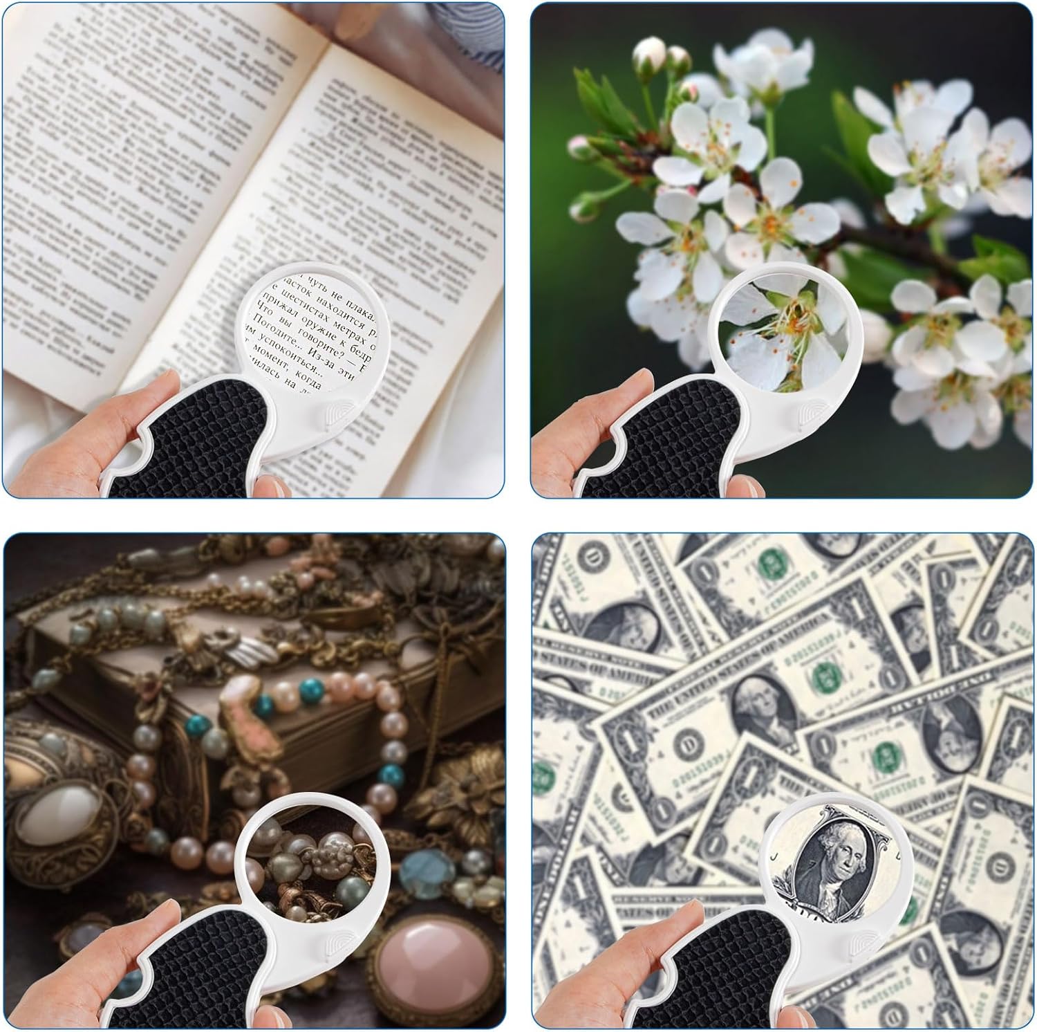 Magnifying Glass with Light, 5X Pocket Magnifier, Lightweight LED Illuminated Magnifying Glass for Reading, Macular