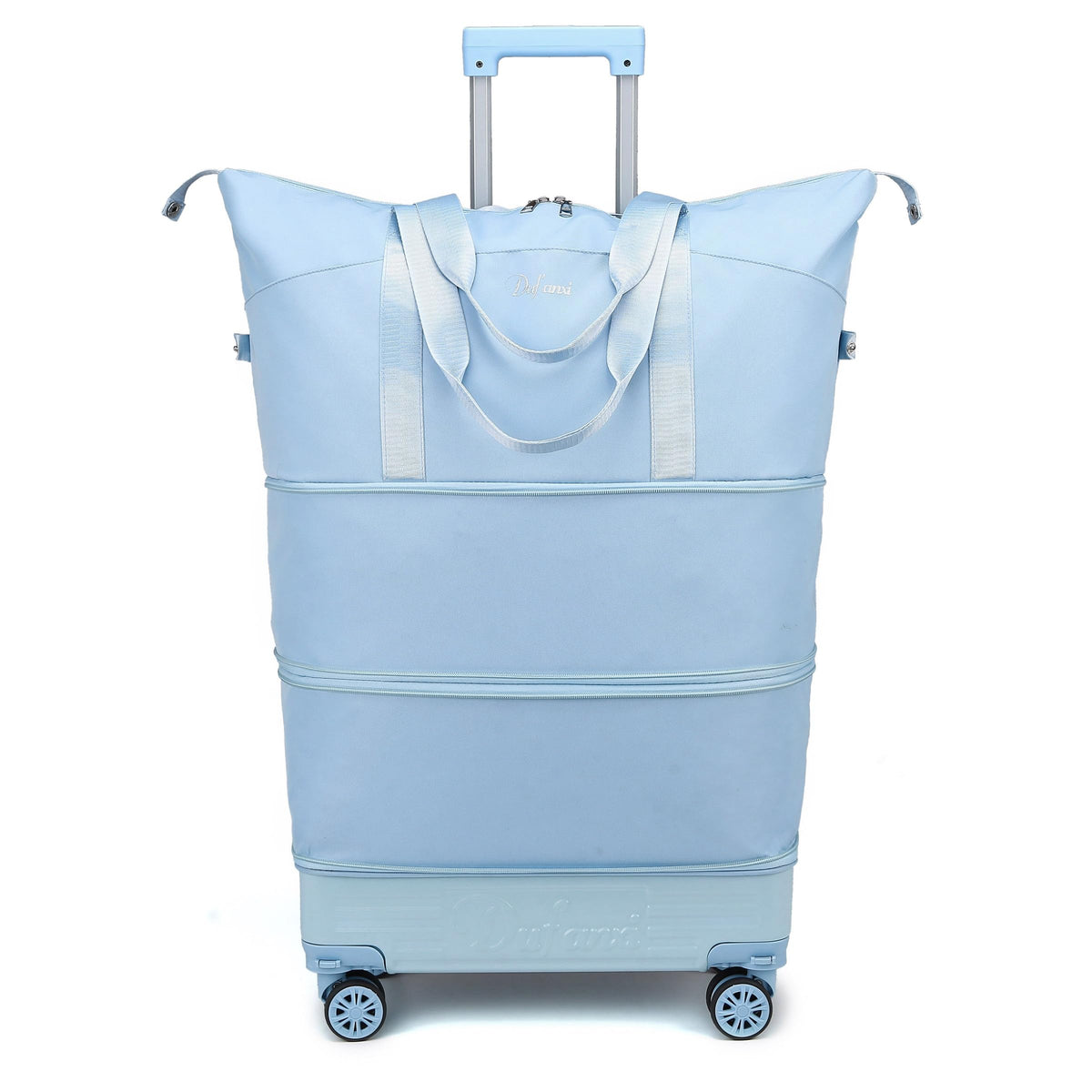 Expandable Rolling Travel Bag with Removable Wheels & Handle, Large Capacity Wheeled Duffle Tote, Foldable Carry On