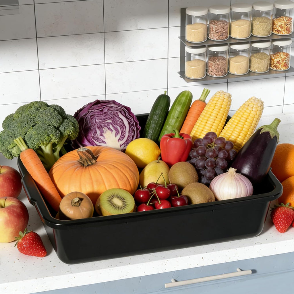 4-Pack 35 L Black Plastic Bus Tub/Bus Box, Large Wash Basin Dish Tub | Dish Bus Box for Restaurants and Kitchens