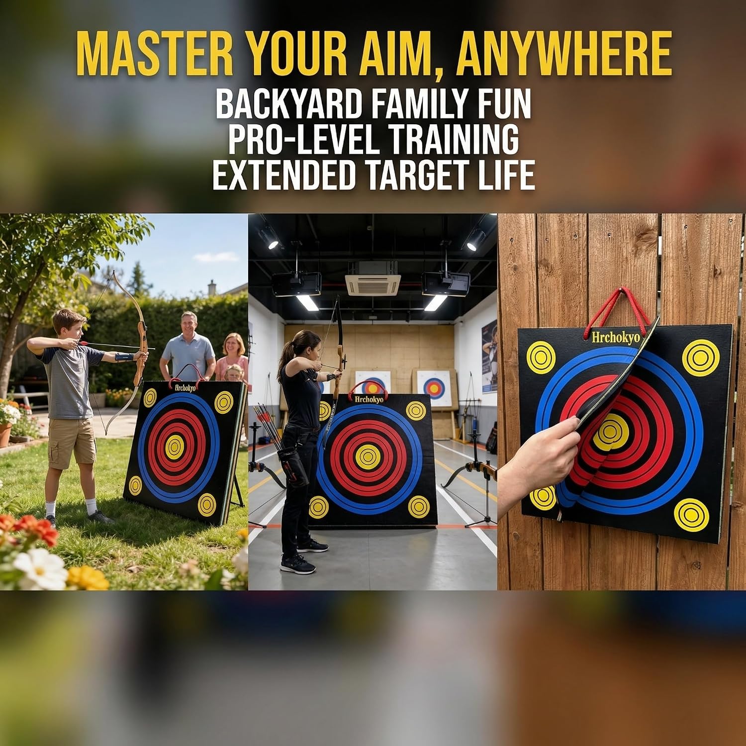 Archery Target - 20" XPE Foam Square Target for Recurve & Compound Bows, Suggestion 15–25lbs Bows, Portable Backyard