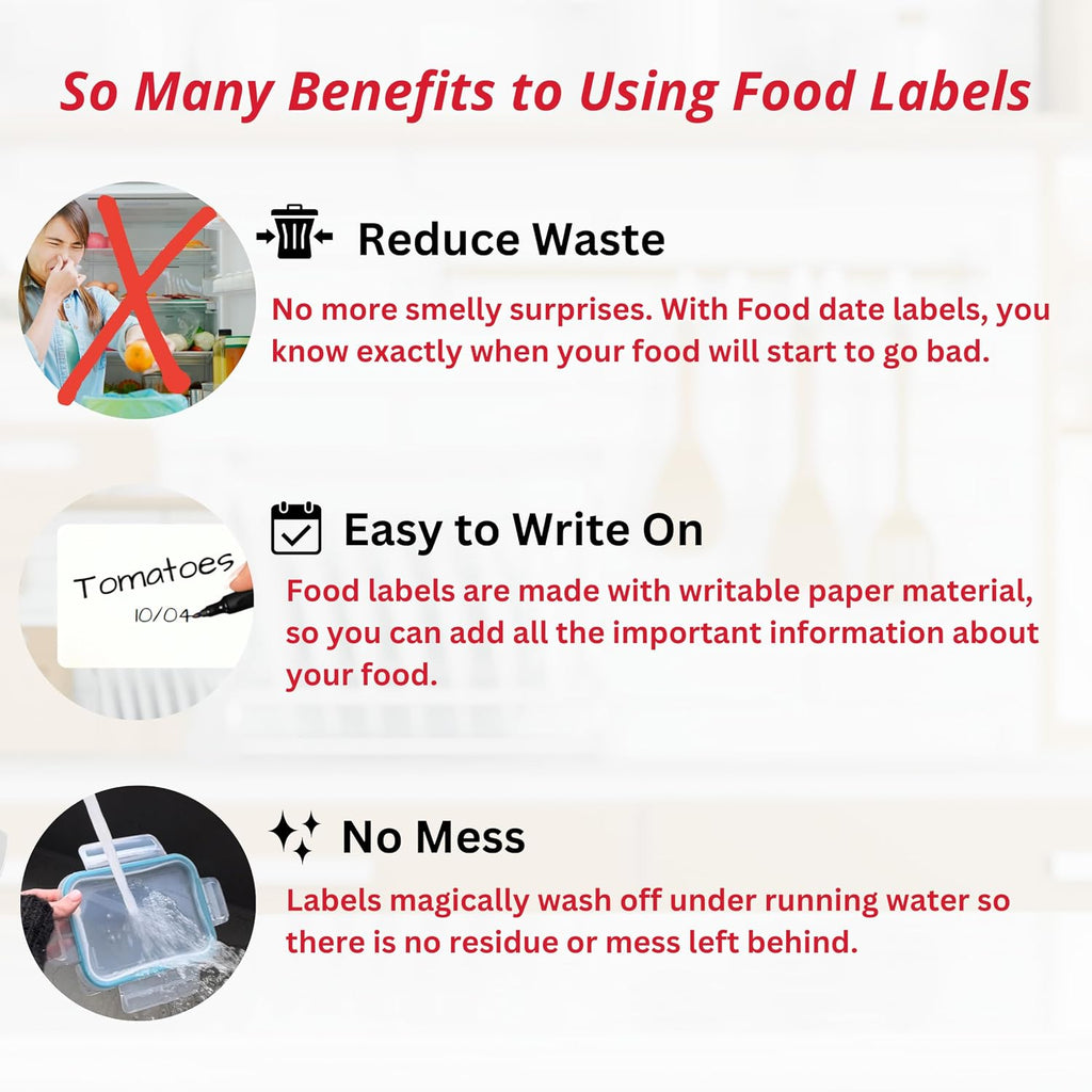 2x3 Dissolvable Food Labels, 1000 Food Container Stickers, Blank