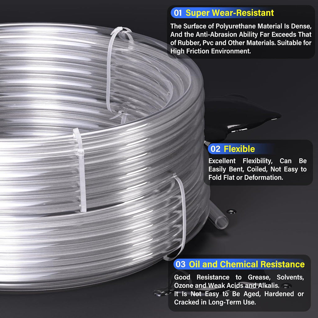 TAILONZ Clear 1/4" OD PU Air Hose 10M/32.8ft